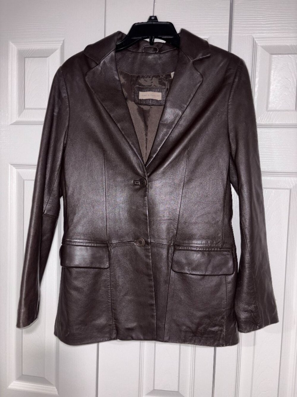 Dark Brown Vintage Lord & Taylor Genuine Leather Blazer